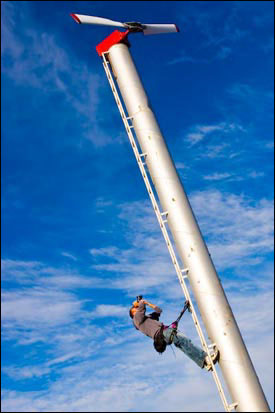 ryan stevenson photographing on a windmill © Don B. Stevenson